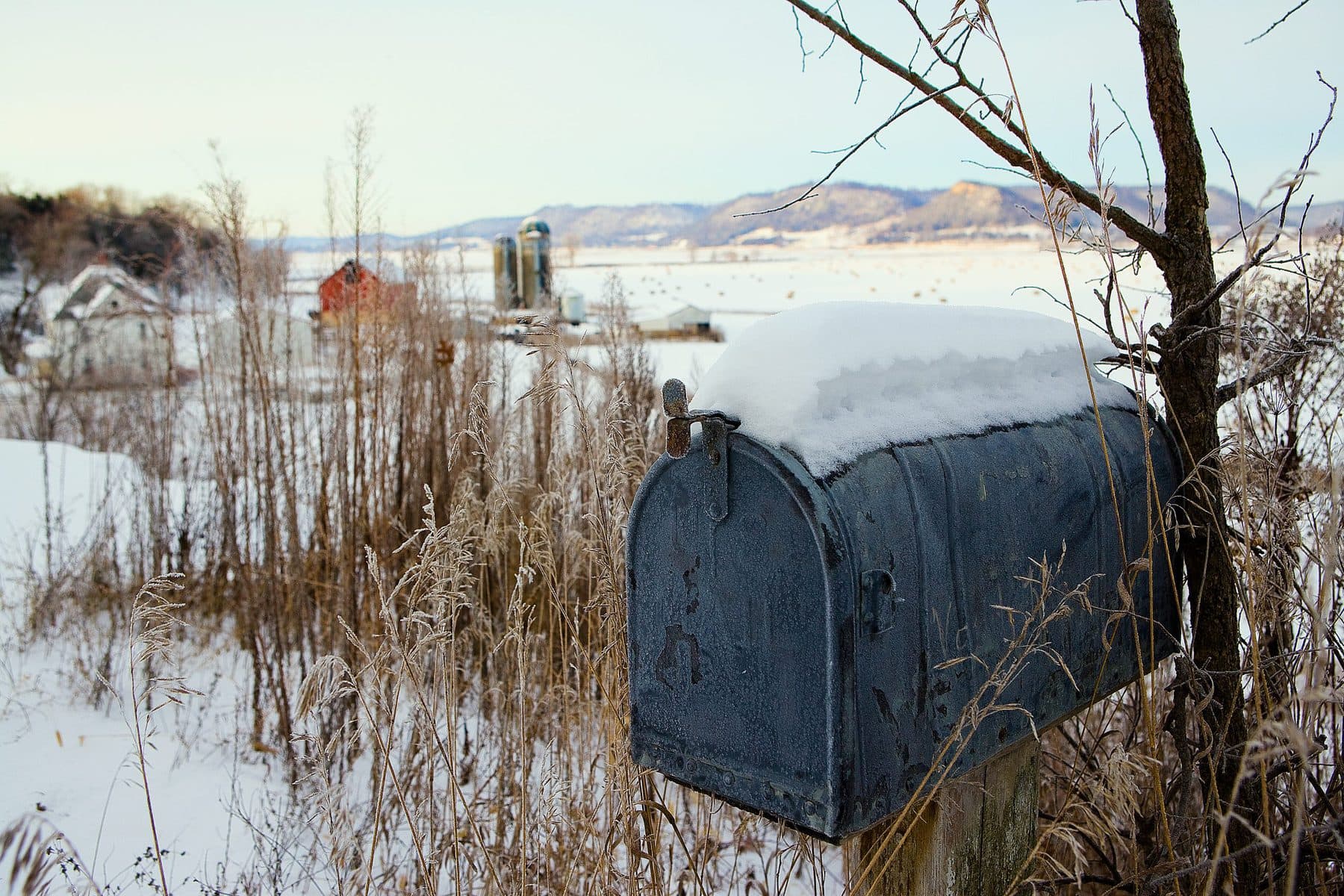 Mailbox in WInter New Albin Savings Bank